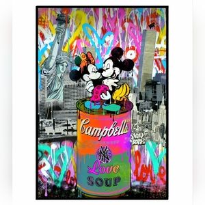 Minnie and Mickey Mouse 11"Lx17"H Framed Wall Art